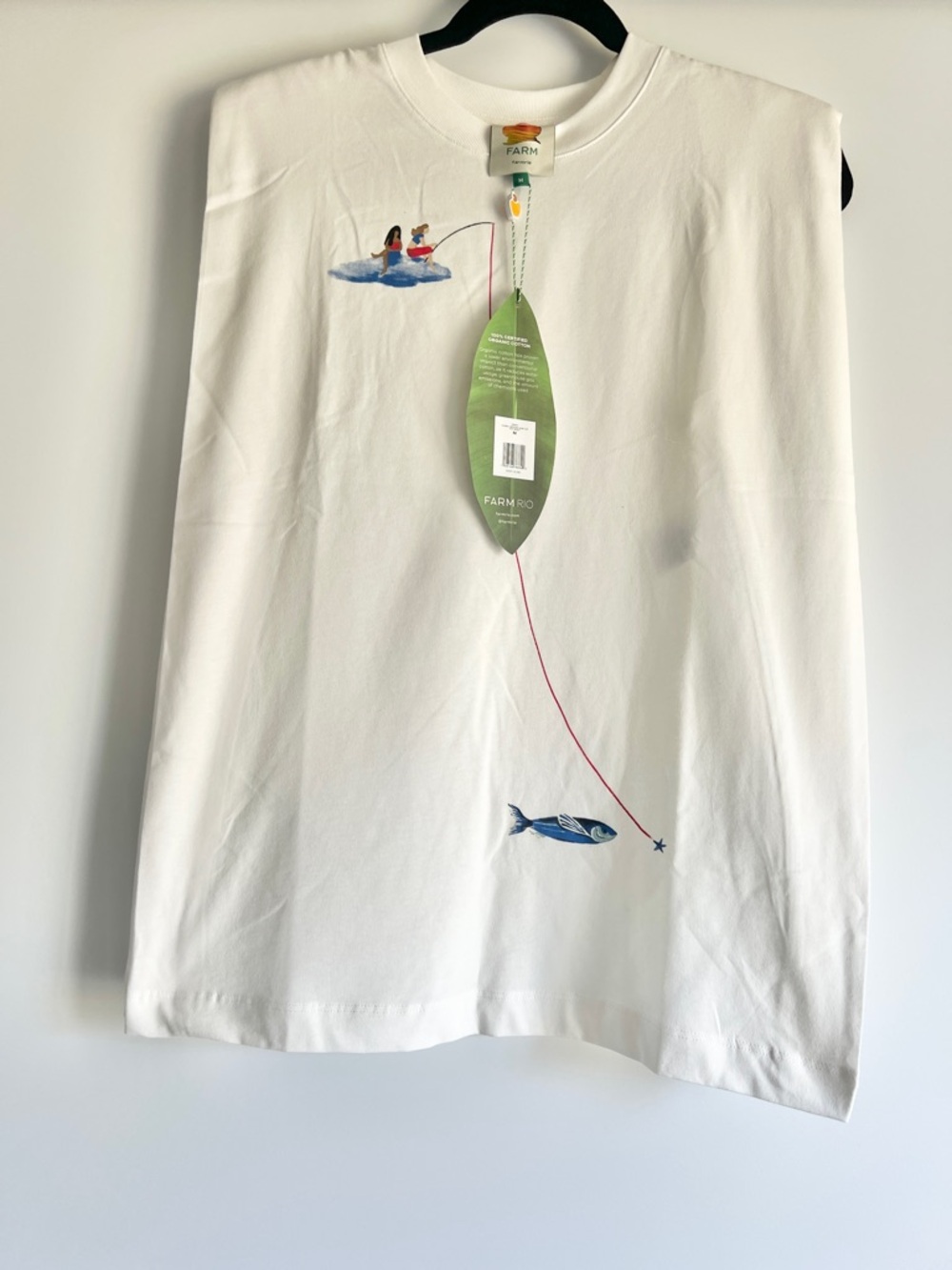 FARM Rio Off-White Fishing Dreams Padded Shoulder T-Shirt Size Medium NWT - Picture 6 of 11